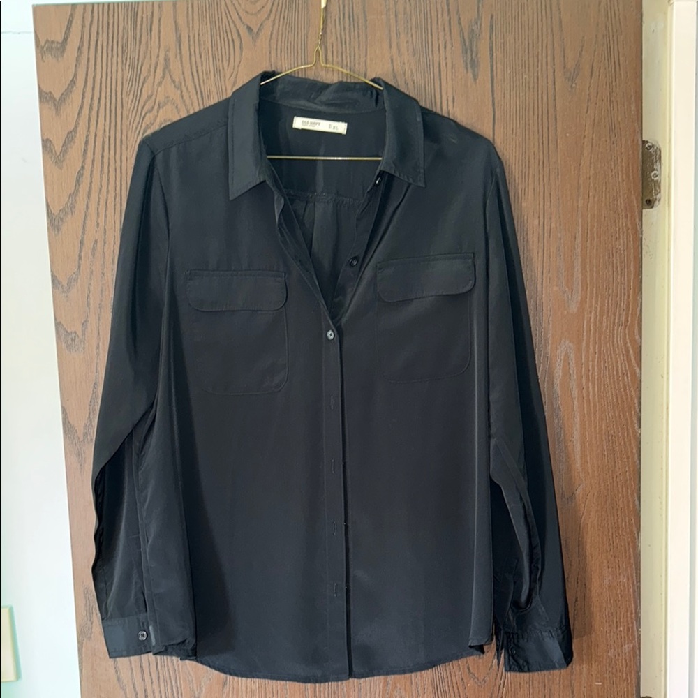 Old Navy Black Blouse Relaxed Fit Long Sleeves